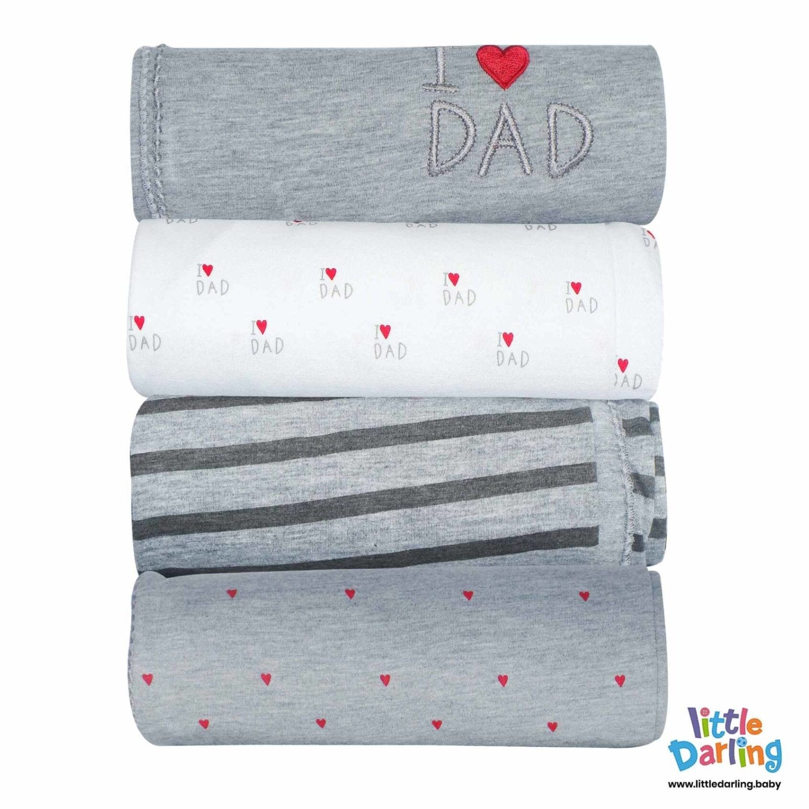 Baby Wrapper Pk Of 4 I Love Dad | Little Darling - Zubaidas Mothershop