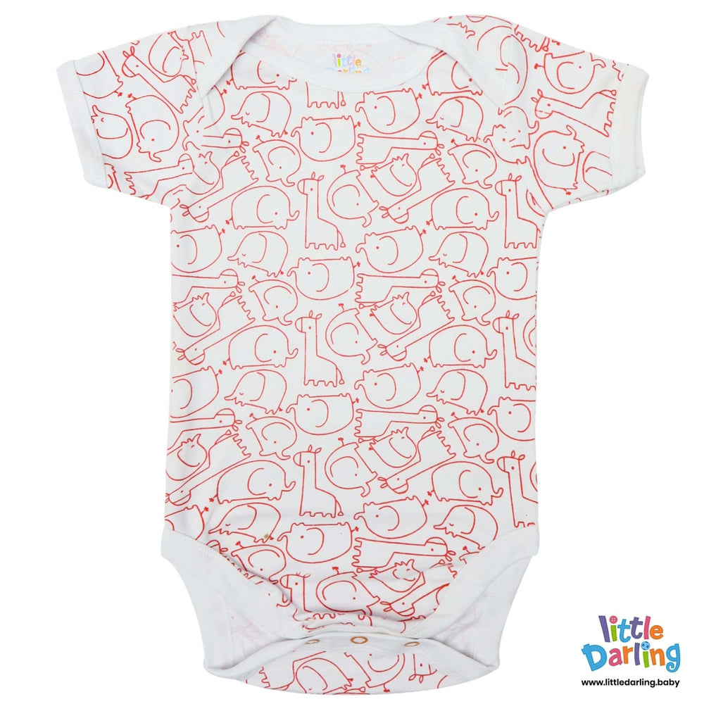 Bodysuit Pack of 3 Half Sleeve Lion Print | Little Darling - Zubaidas Mothershop
