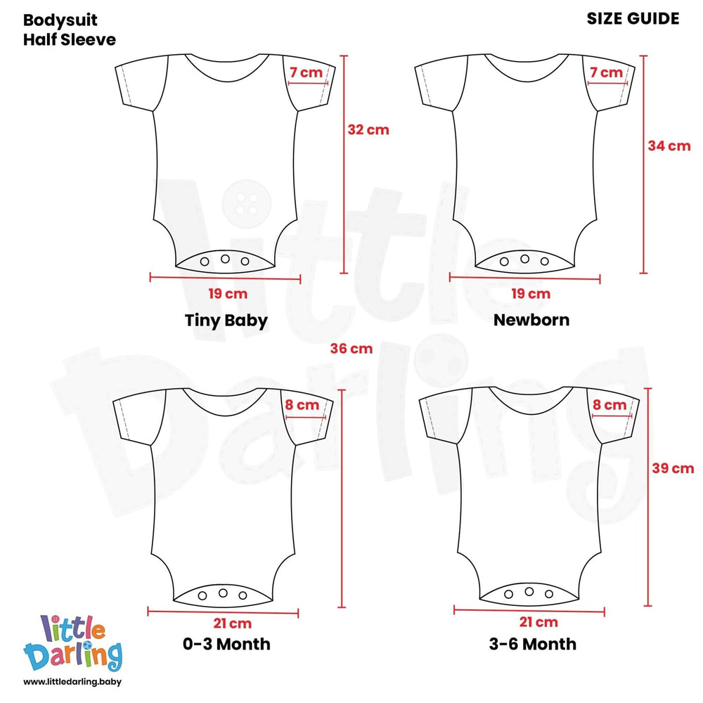 Bodysuit pack of 3 Half Sleeve | Little Darling - Zubaidas Mothershop