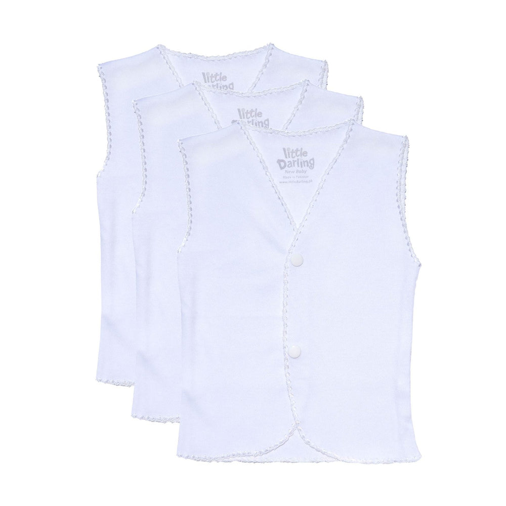 Cotton Vest Pack Of 3 Sleeveless | Little Darling - Zubaidas Mothershop