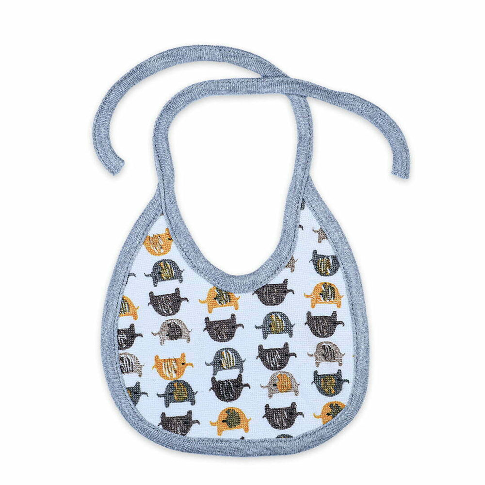 Elephant Printed Pack of 5 Bibs | Little Darling - Zubaidas Mothershop