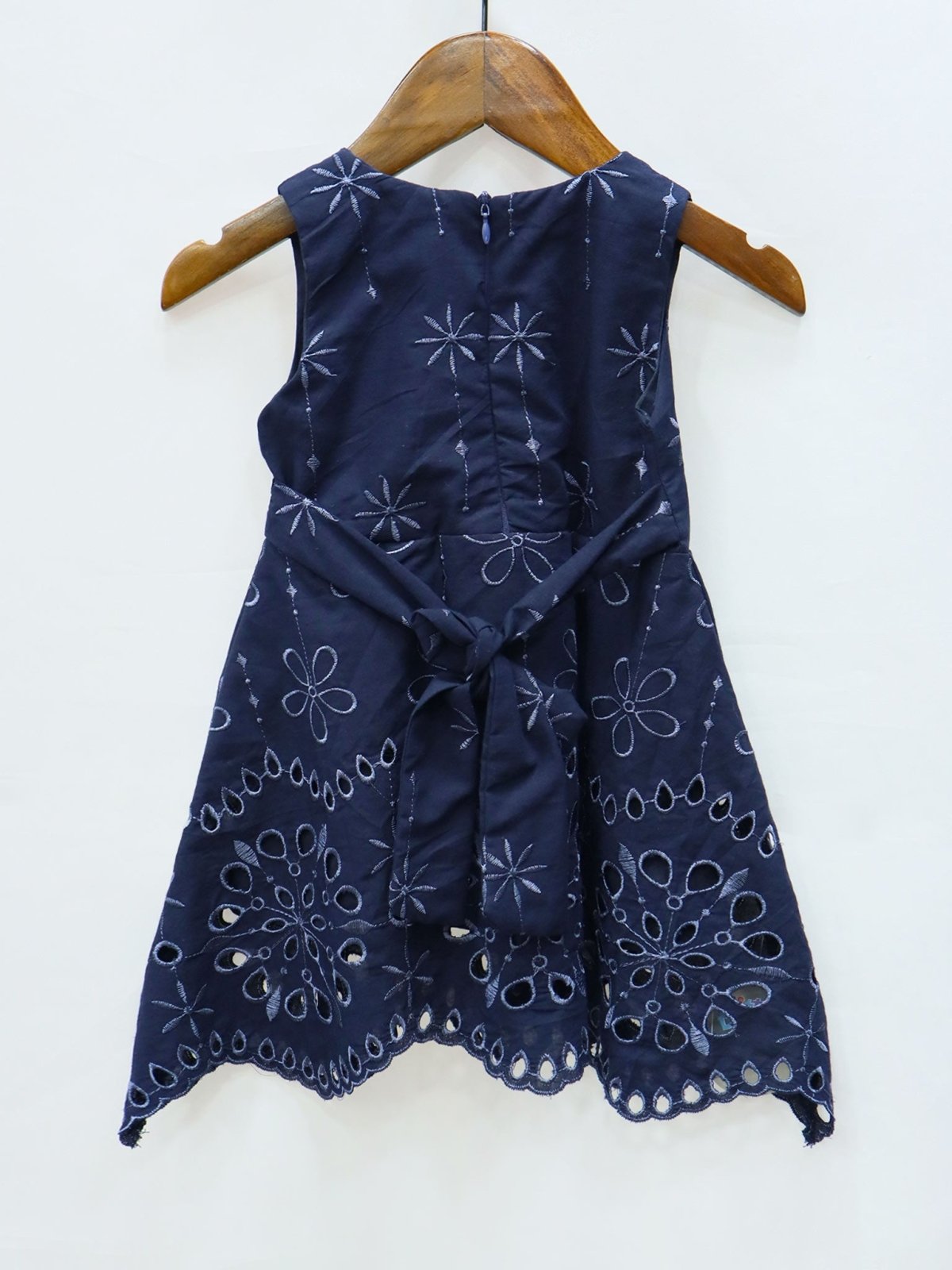 Fancy Frock Flower Embroidery Navy Blue Color