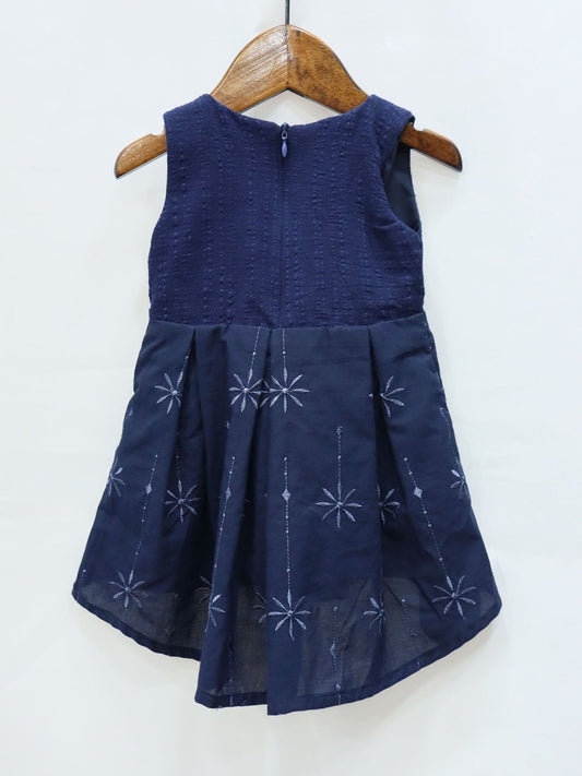 Fancy Frock Navy Blue Color Flower Print - Zubaidas Mothershop