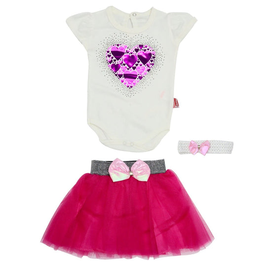 Fancy Girls Suit With Hairband Hearts Print | Made In Turkey - Zubaidas Mothershop