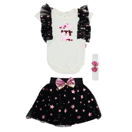 Fancy Girls Suit With Hairband Hey Its Ok Print | Made In Turkey - Zubaidas Mothershop