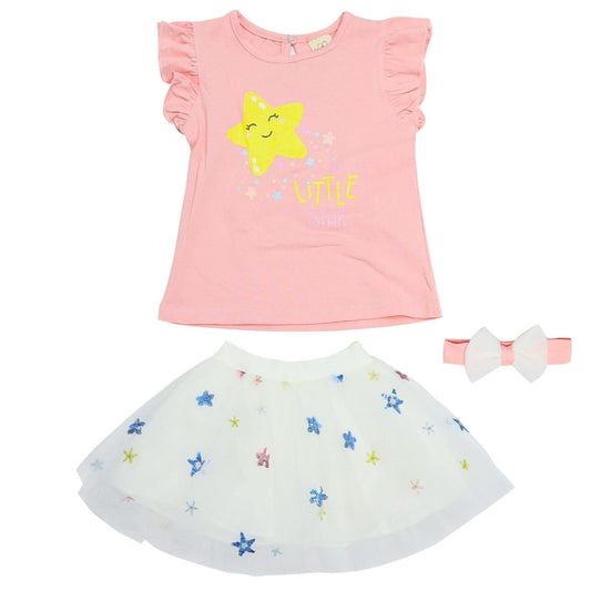 Fancy Girls Suit With Hairband Little Star Print | Made In Turkey - Zubaidas Mothershop