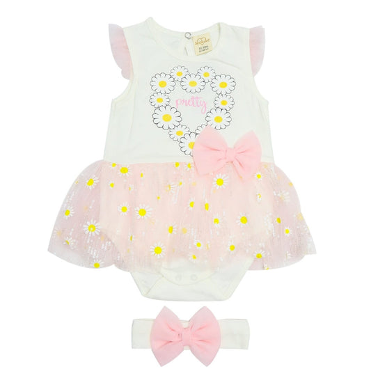 Fancy Girls Suit With Hairband Pretty Flowers Print | Made In Turkey - Zubaidas Mothershop