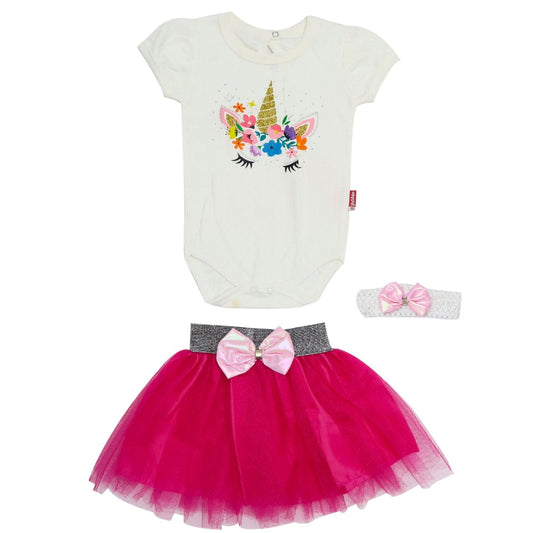 Fancy Girls Suit With Hairband Unicorn Print | Made In Turkey - Zubaidas Mothershop