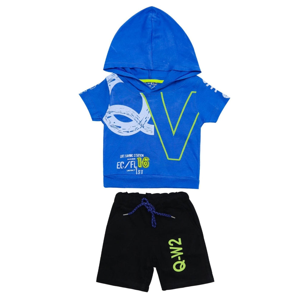 Fancy Hooded Boys Suit With Short Blue Color | Made In Turkey - Zubaidas Mothershop