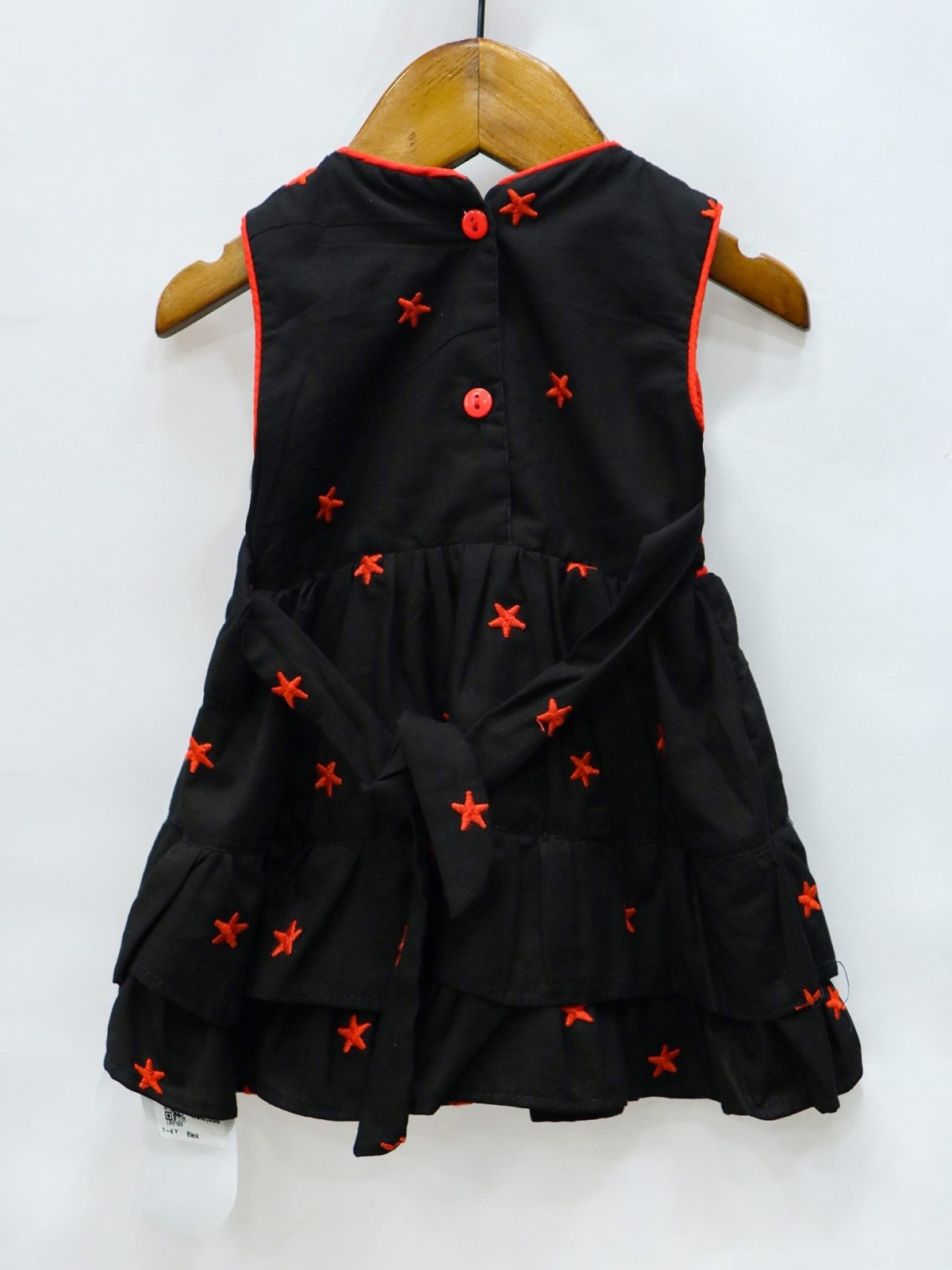 Frill Frock Black Color Red Stars by Little Darling