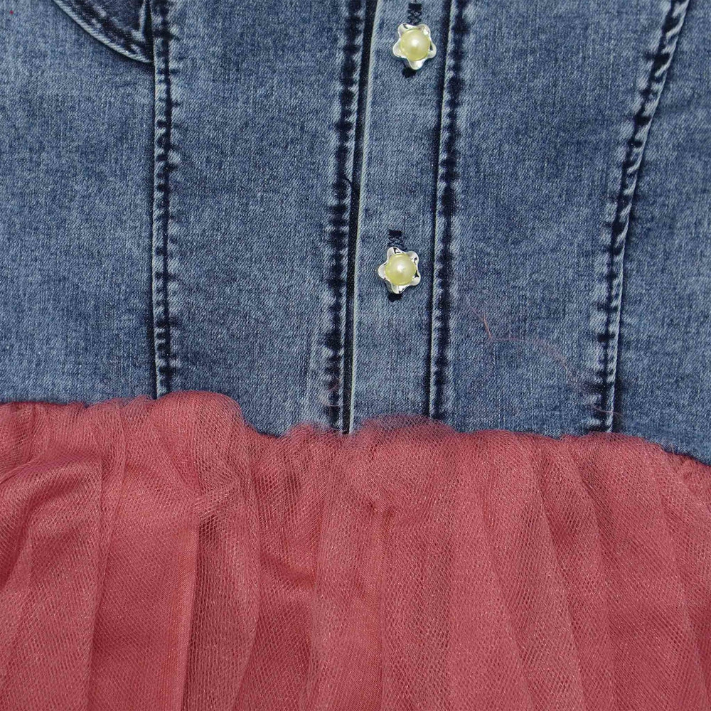 Girls Fancy Frock Blue-Pink Color - Zubaidas Mothershop