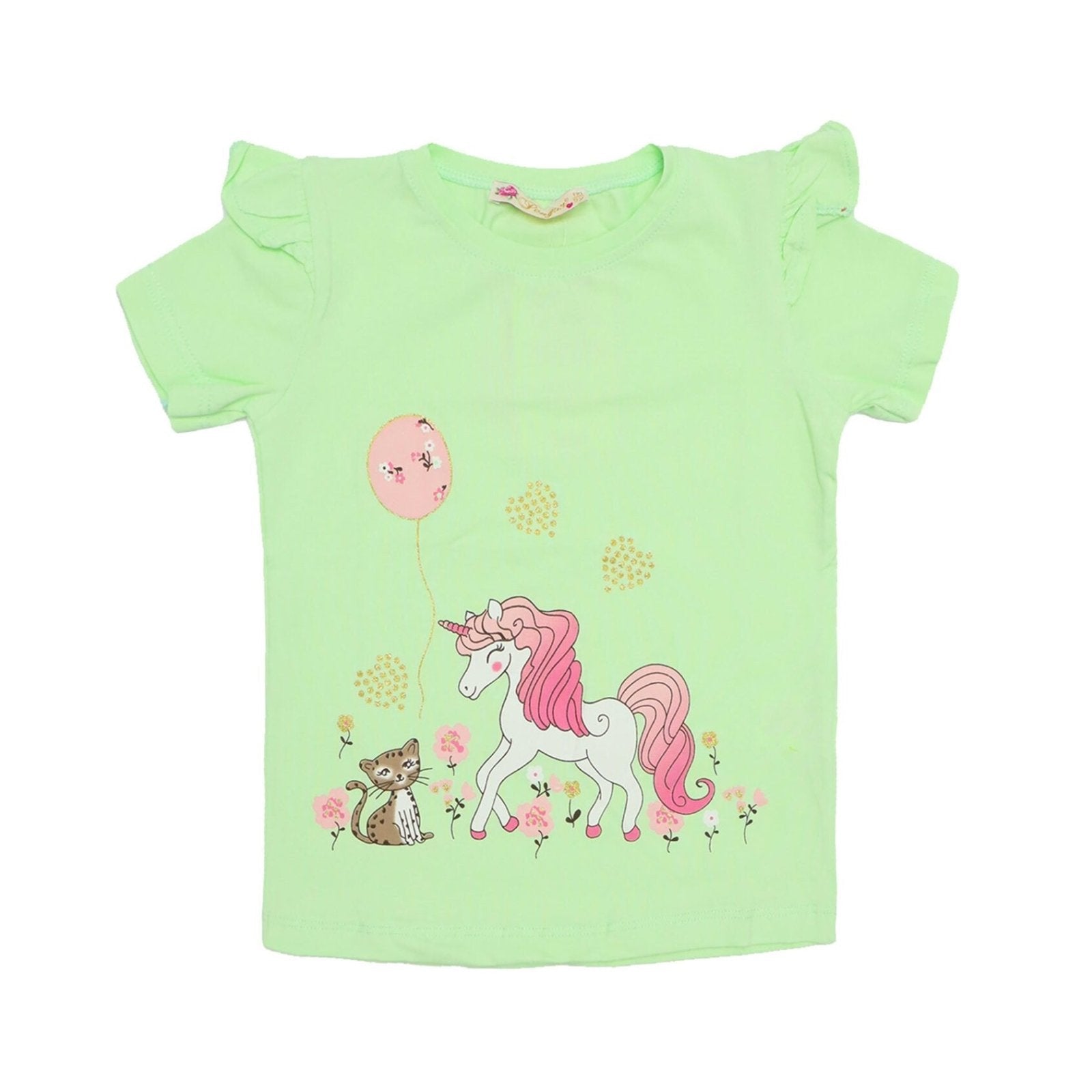 Girls Shirt Unicorn Print Green Color by Made in Turkey