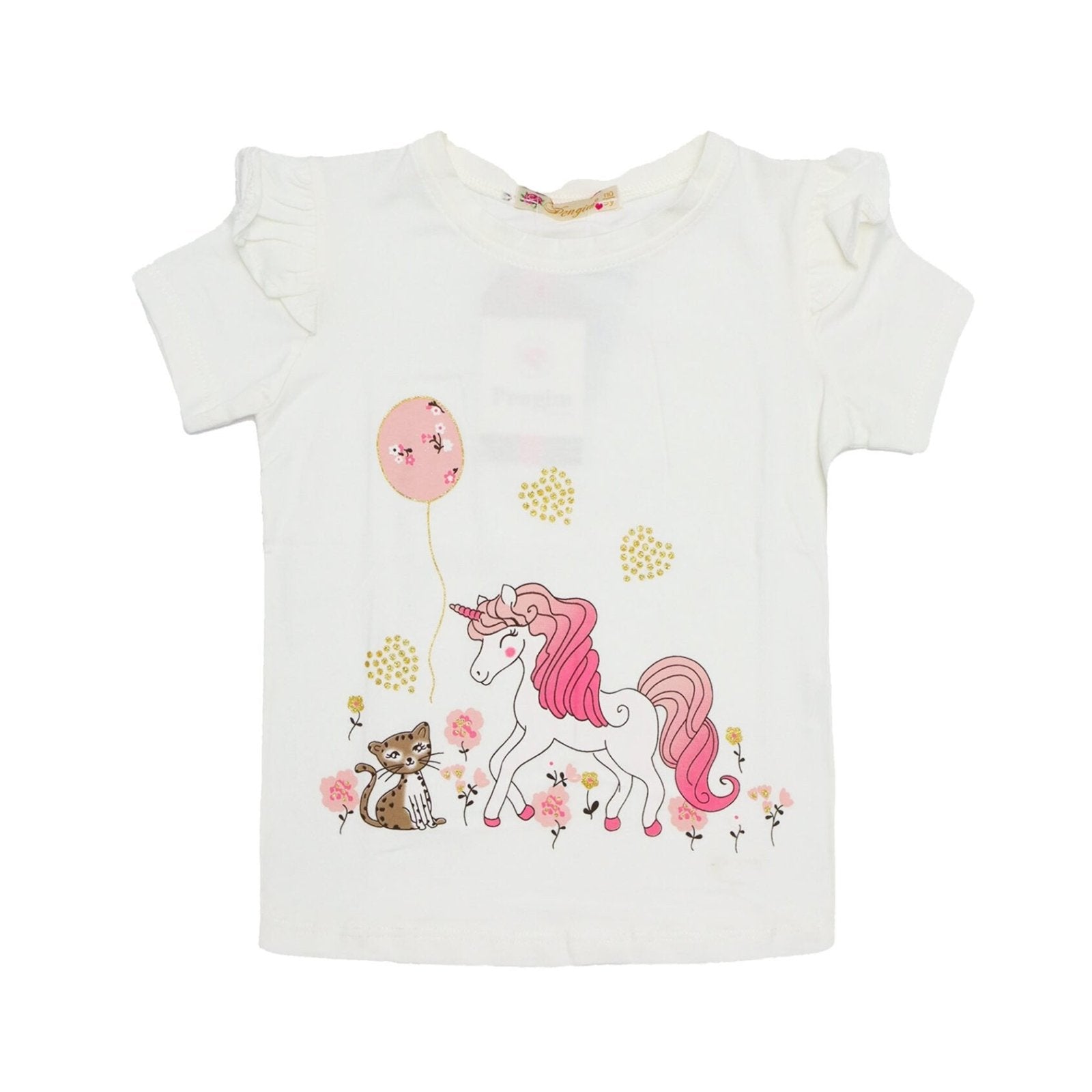 Girls Shirt Unicorn Print White Color | Made in Turkey - Zubaidas Mothershop