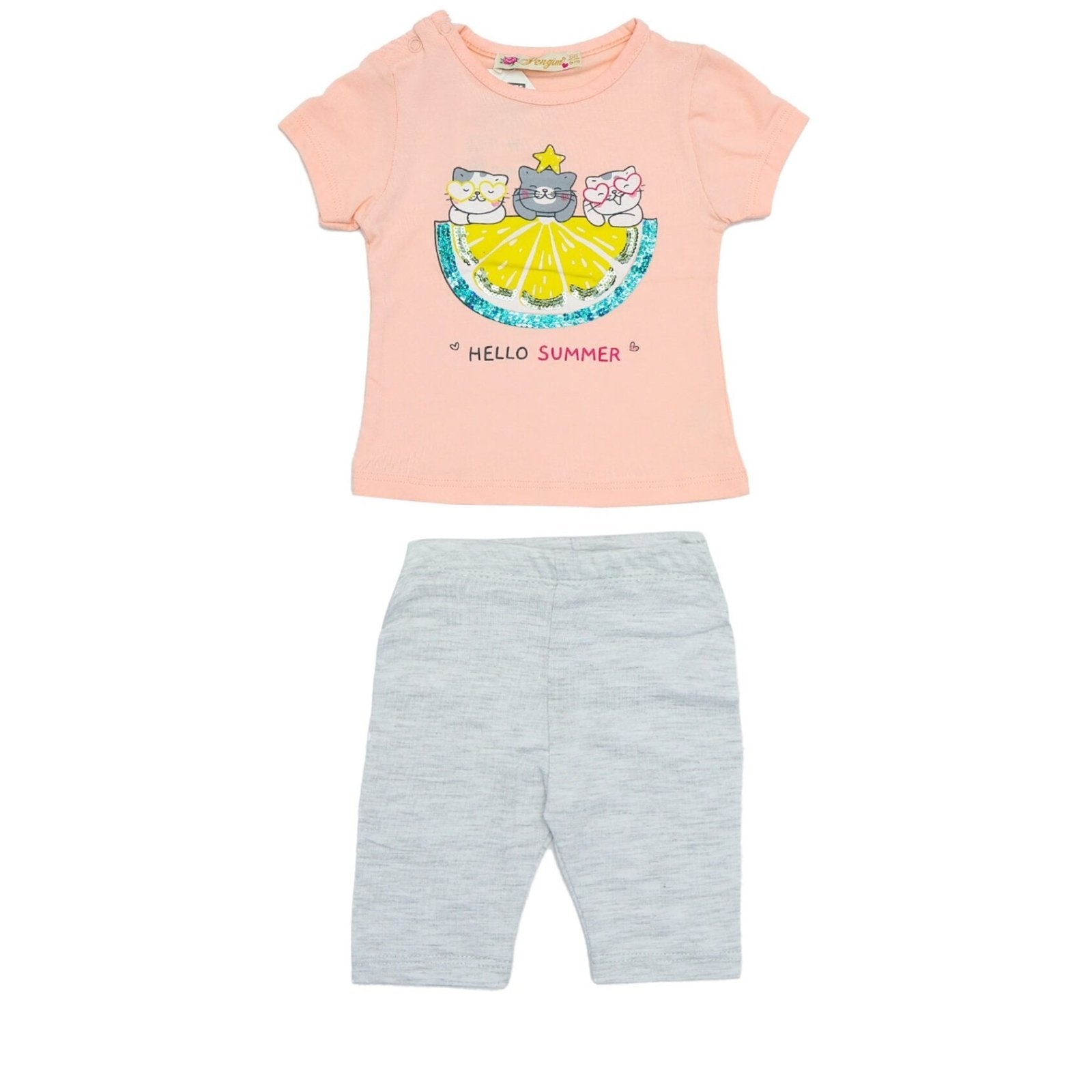Girls Suit Hello Summer Pink Color | Made In Turkey - Zubaidas Mothershop