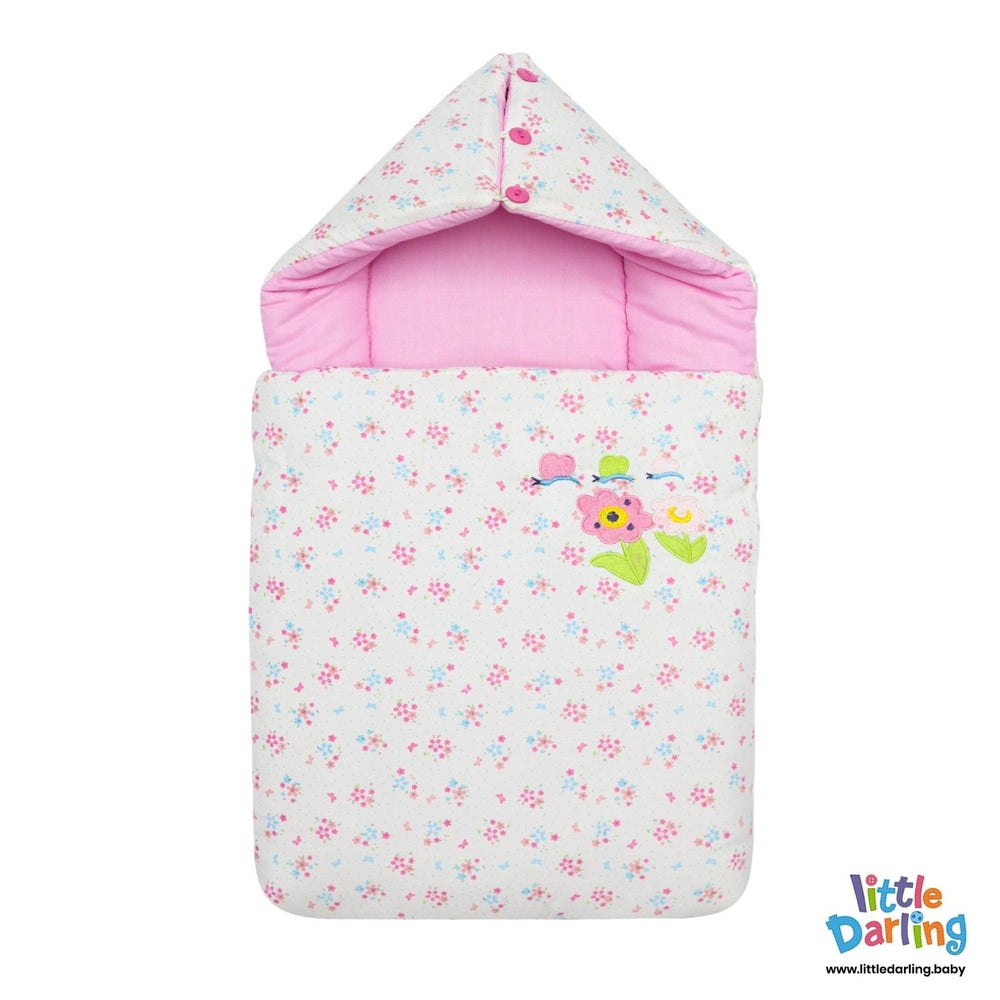 Hooded Baby Carry Nest Flower Print | Little Darling - Zubaidas Mothershop