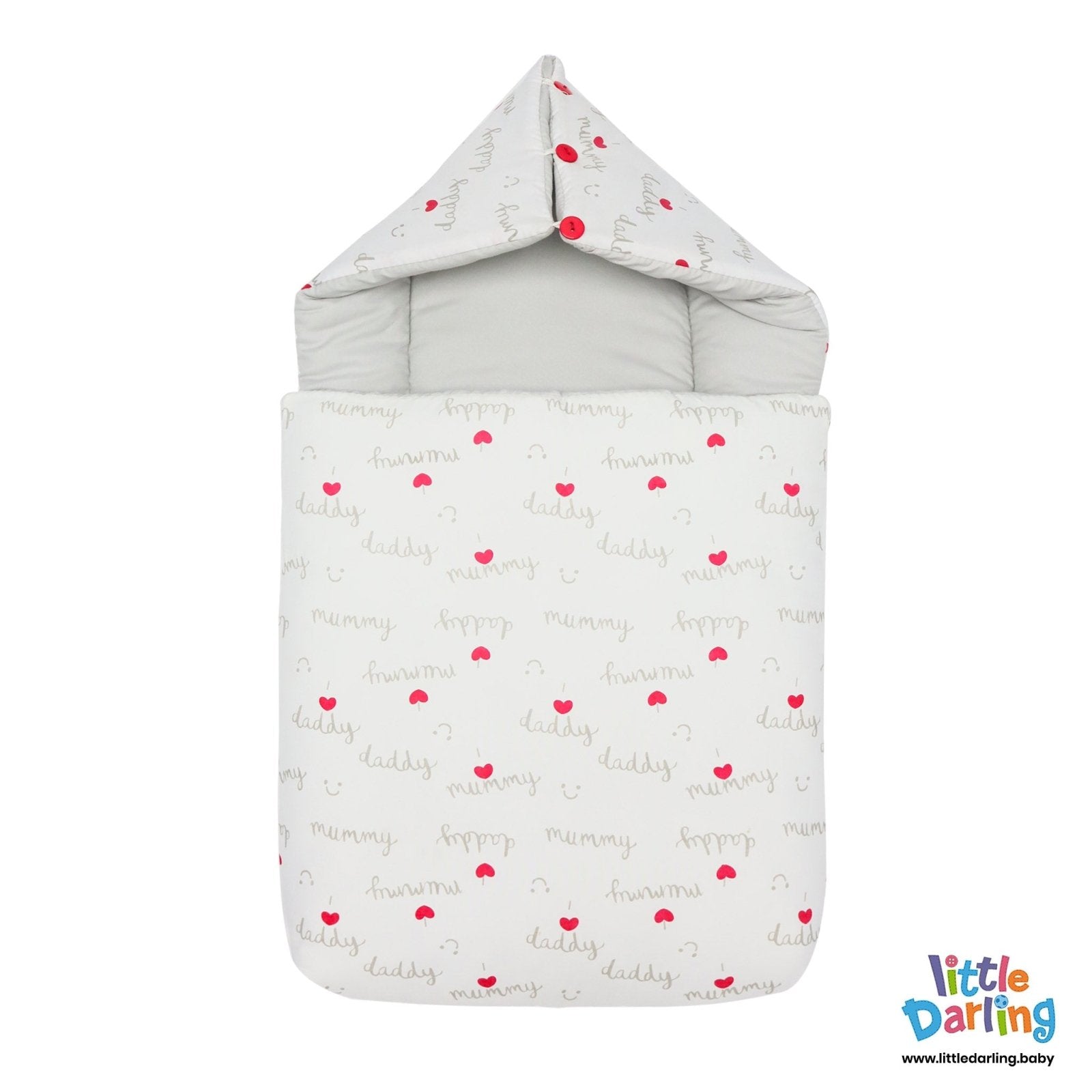 Hooded Baby Carry Nest With Pillow Mummy Daddy Print by Little Darling