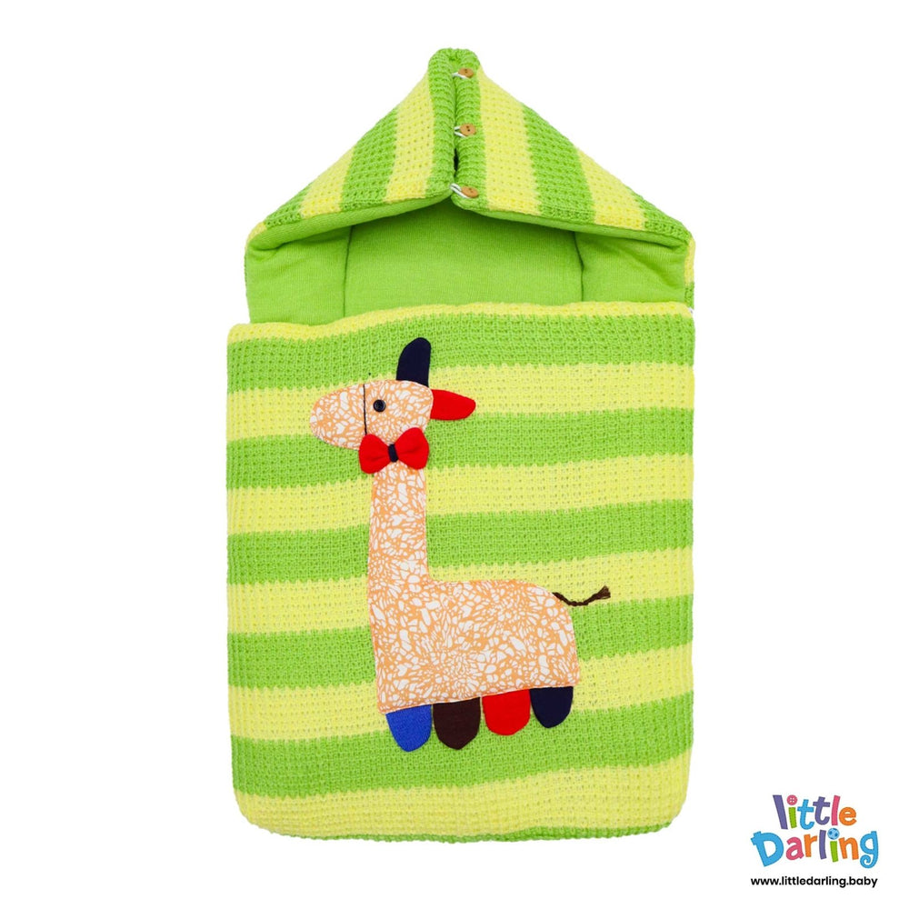 Hooded Baby Carrynest With Pillow Embossed Giraffe | Little Darling - Zubaidas Mothershop