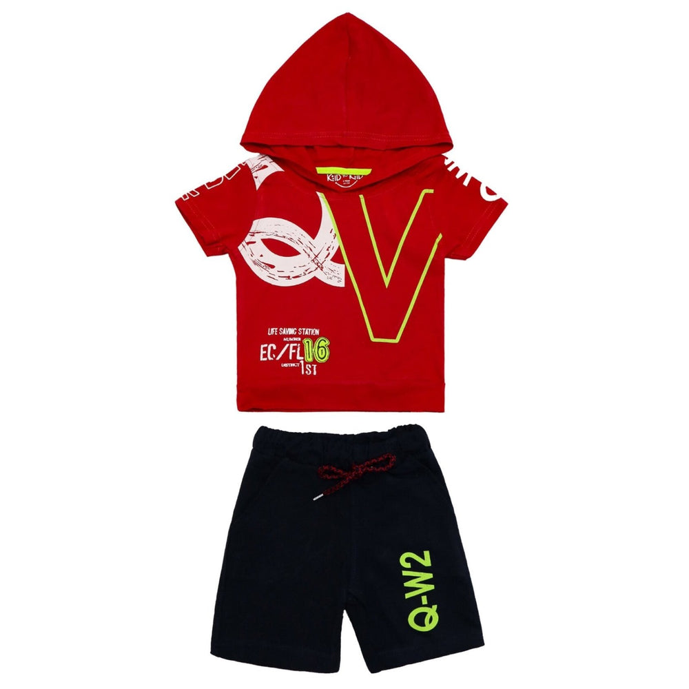 Hooded Boys Suit With Short Red Color | Made In Turkey - Zubaidas Mothershop