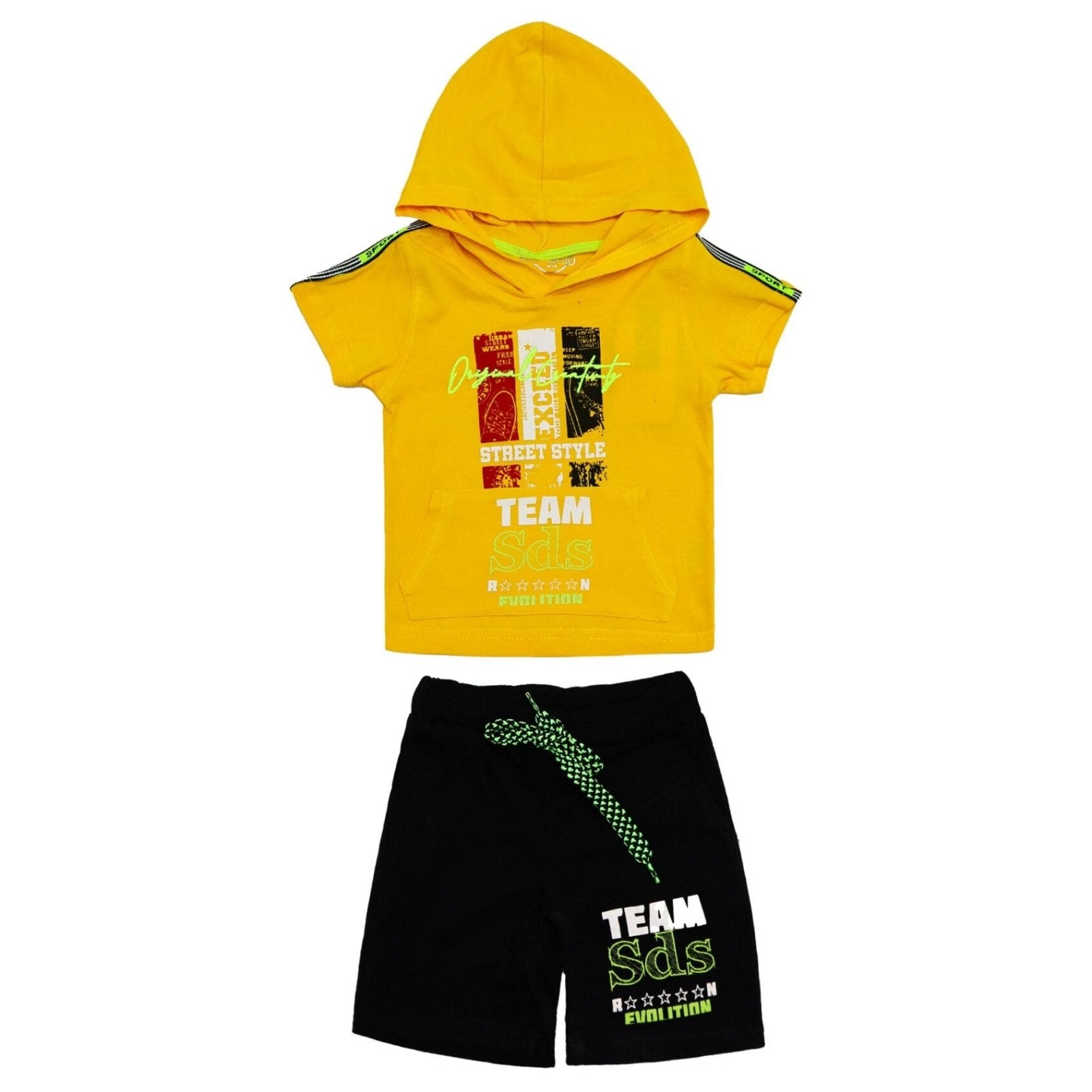 Hooded Boys Suit With Short Yellow Color | Made In Turkey - Zubaidas Mothershop
