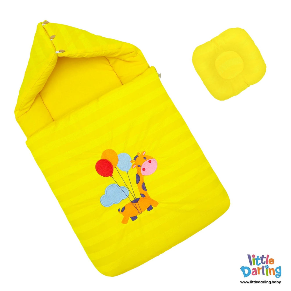 Hooded Carry Nest With Pillow Giraffe Print | Little Darling - Zubaidas Mothershop
