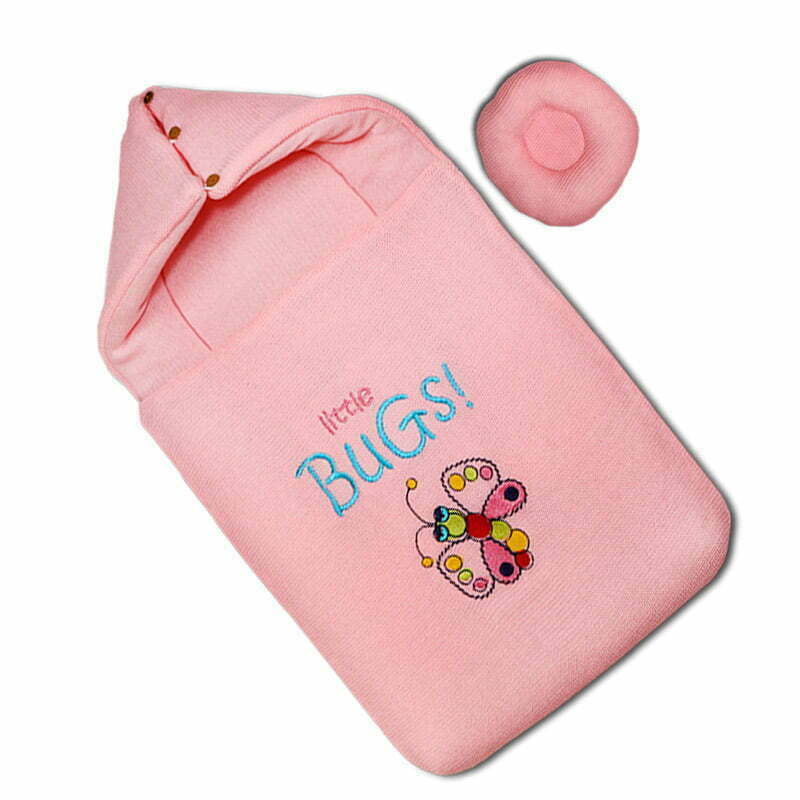 Hooded Carry Nest with Pillow Pink Color | Little Darling - Zubaidas Mothershop