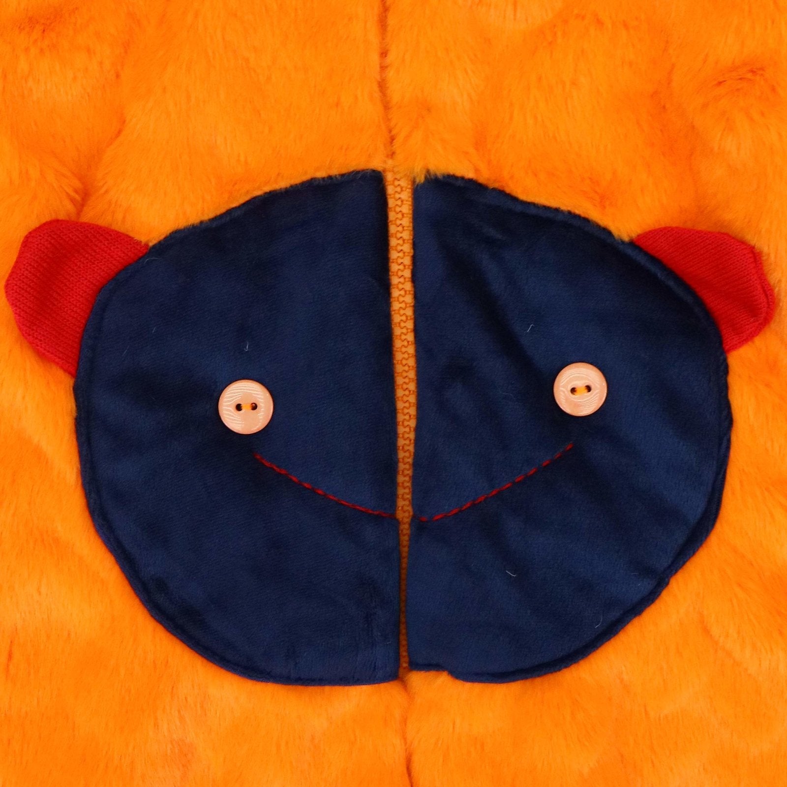 Hooded Fleece Romper Cute Animal Orange Color by Little Darling