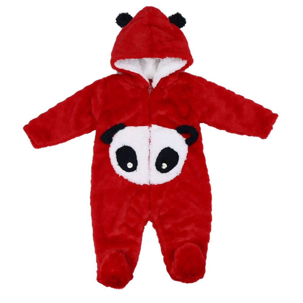 Hooded Fleece Romper Cute Panda Red | Little Darling - Zubaidas Mothershop