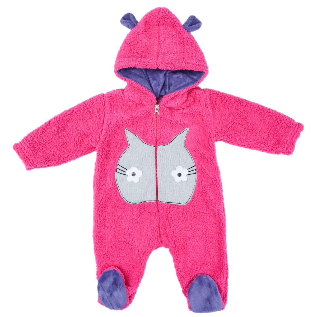 Hooded Fur Romper Animal Character Pink | Little Darling - Zubaidas Mothershop