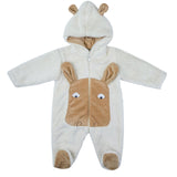 Baby Hooded Fur Romper Animal Character White | BABY BOY QUILTED | Little Darling
