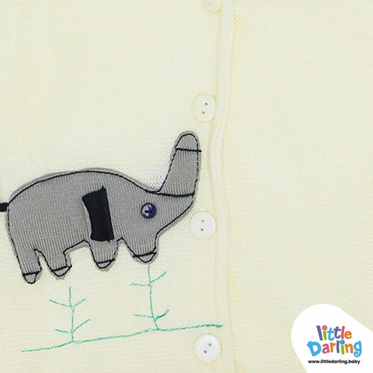 Hooded Jacket Elephant Embossed | Little Darling - Zubaidas Mothershop