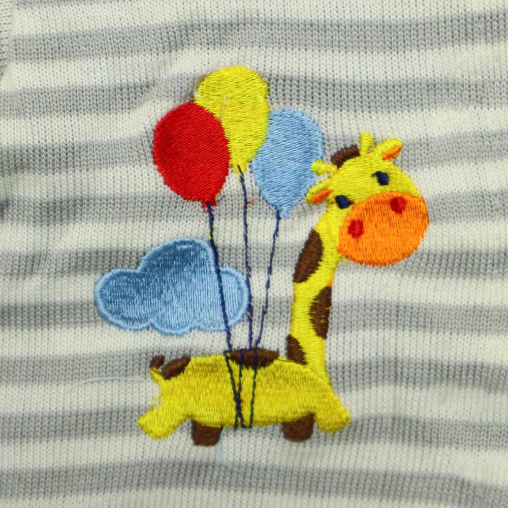 Hooded Jacket Grey Color Giraffe Embroidery | Little Darling - Zubaidas Mothershop