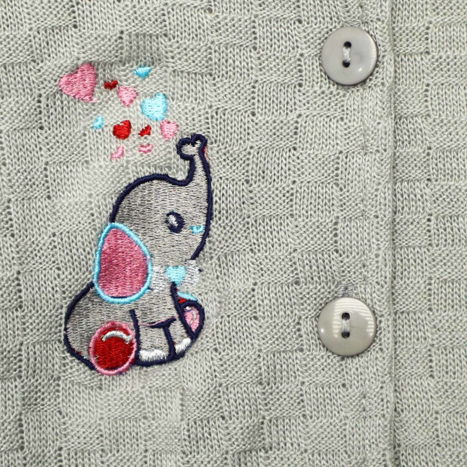 Hooded Jacket Elephant Embroidery Gray Color by Little Darling