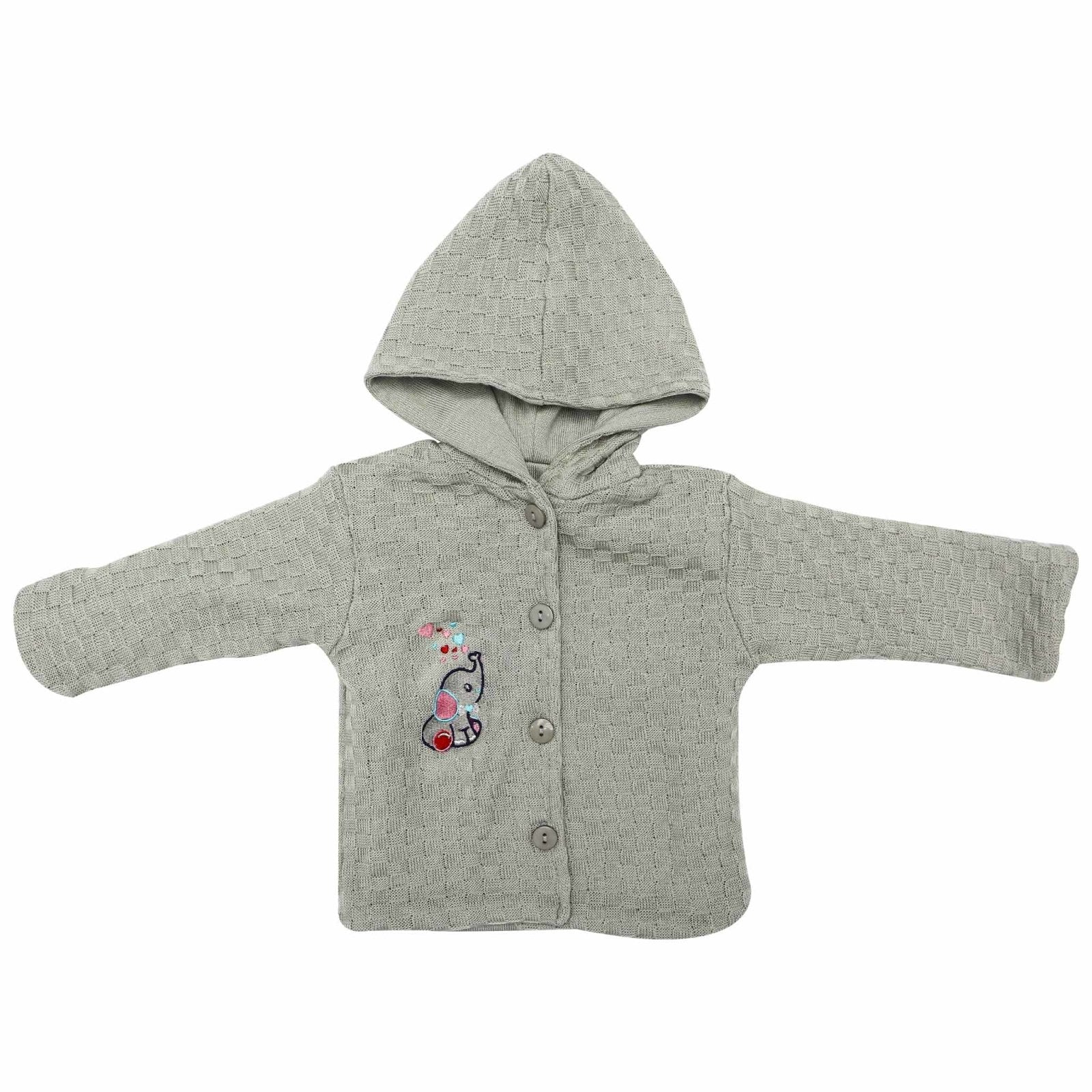 Hooded Jacket Grey Elephant Embroidery | Little Darling - Zubaidas Mothershop