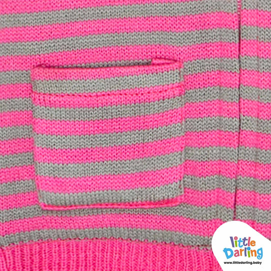 Hooded Jacket Pink Strips | Little Darling - Zubaidas Mothershop