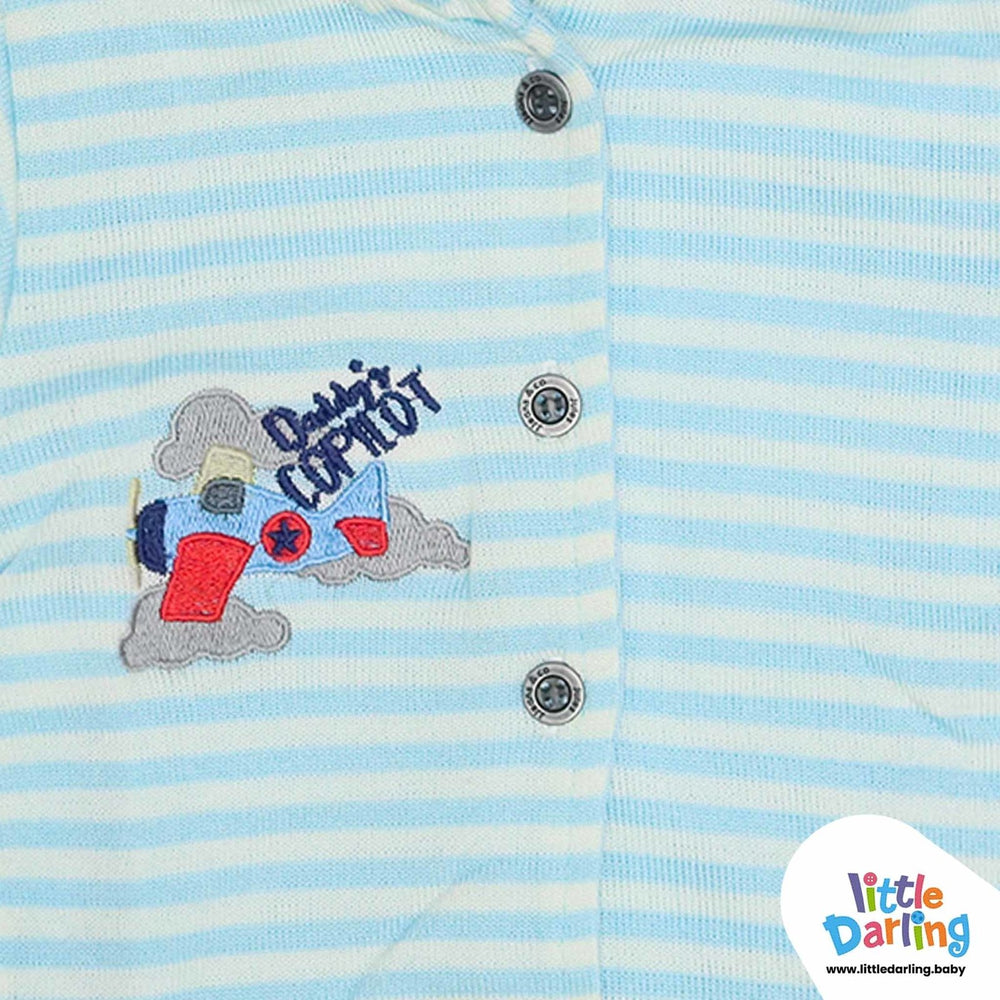 Hooded Jacket Sky Blue Strips | Little Darling - Zubaidas Mothershop