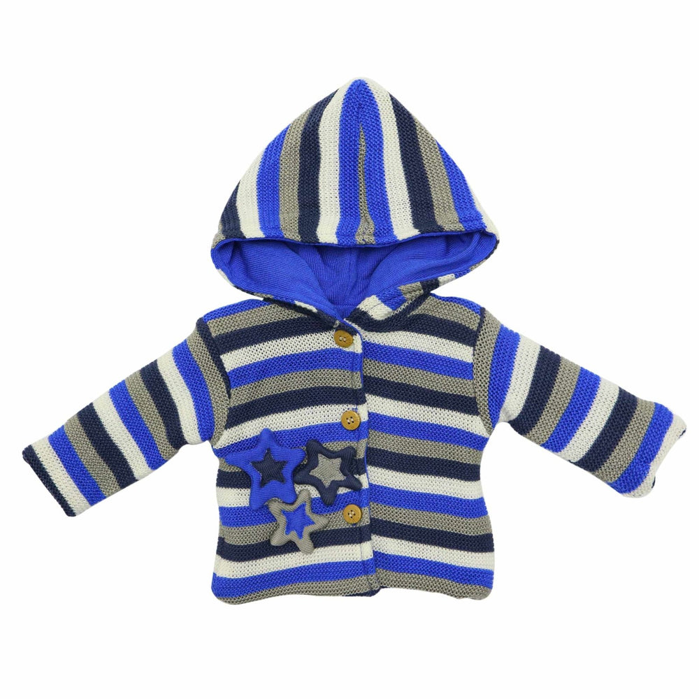 Hooded Jacket Stripes Embossed Stars | Little Darling - Zubaidas Mothershop