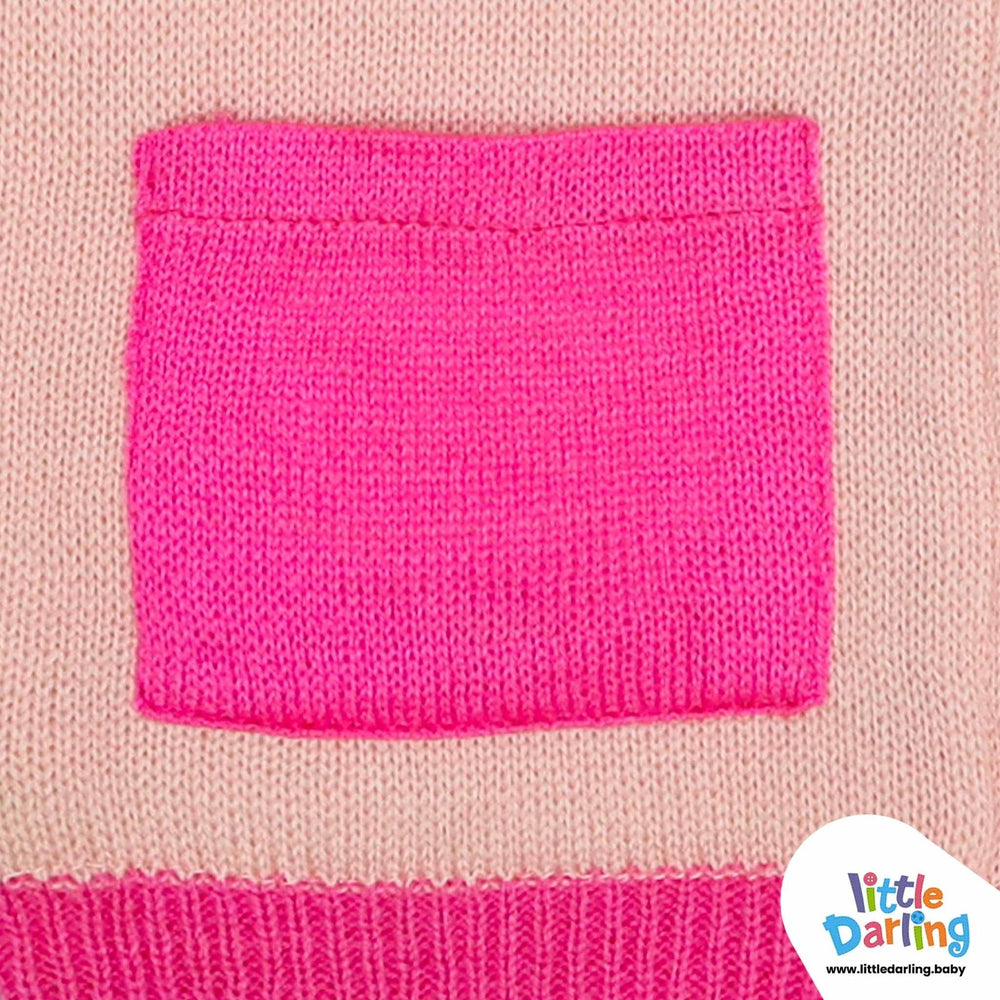 Hooded Jacket with Pockets Pink Color | Little Darling - Zubaidas Mothershop