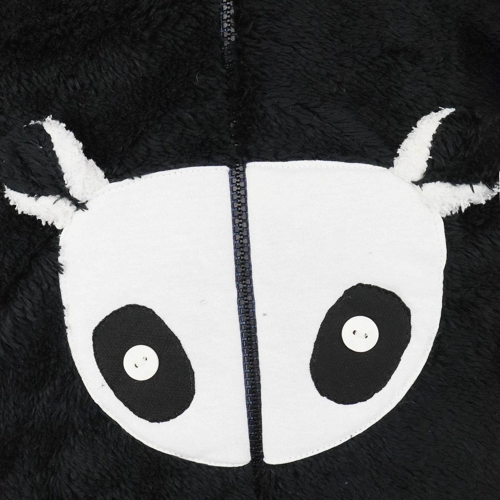 Hooded Fur Romper Cute Panda Black Color  by Little Darling