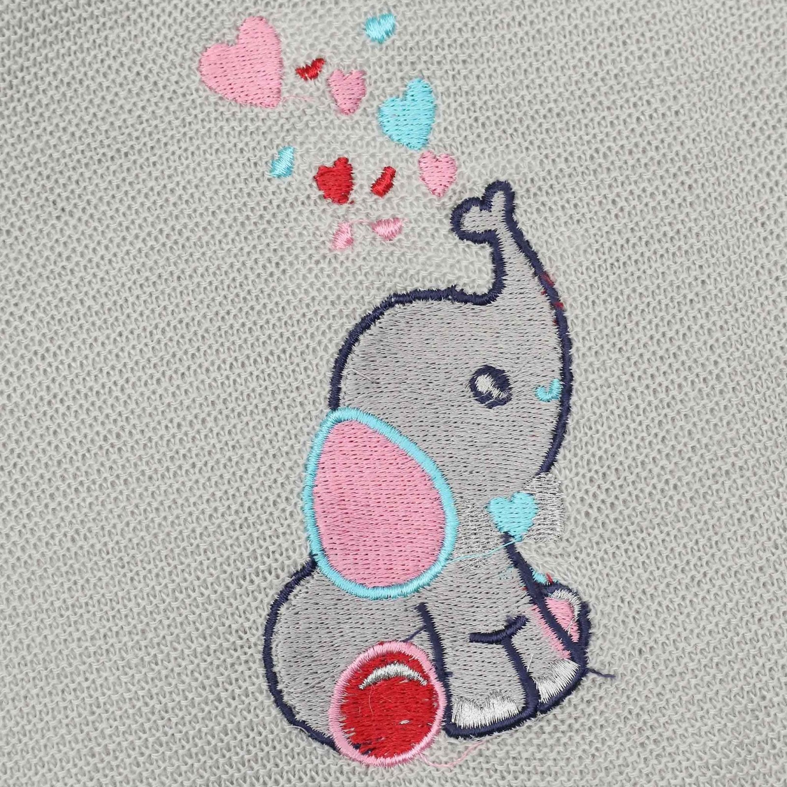 Hooded Woolen Romper Elephant Embroidery Grey Color by Little Darling