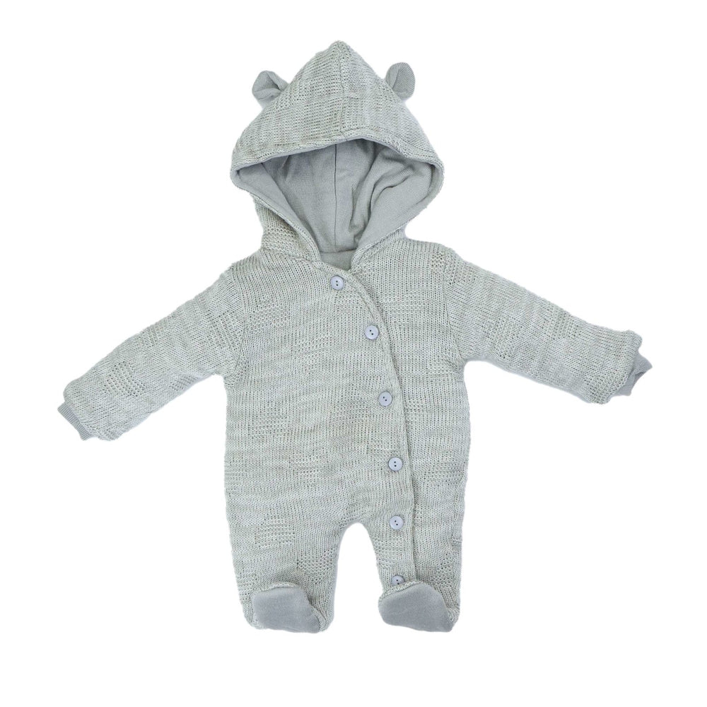Hooded Romper Gray Heart Print | Little Darling - Zubaidas Mothershop