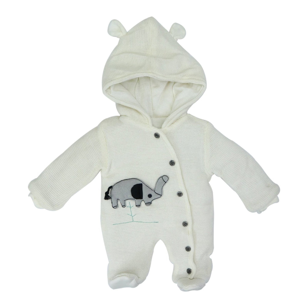 Hooded Romper Off White Elephant Charactor | Little Darling - Zubaidas Mothershop