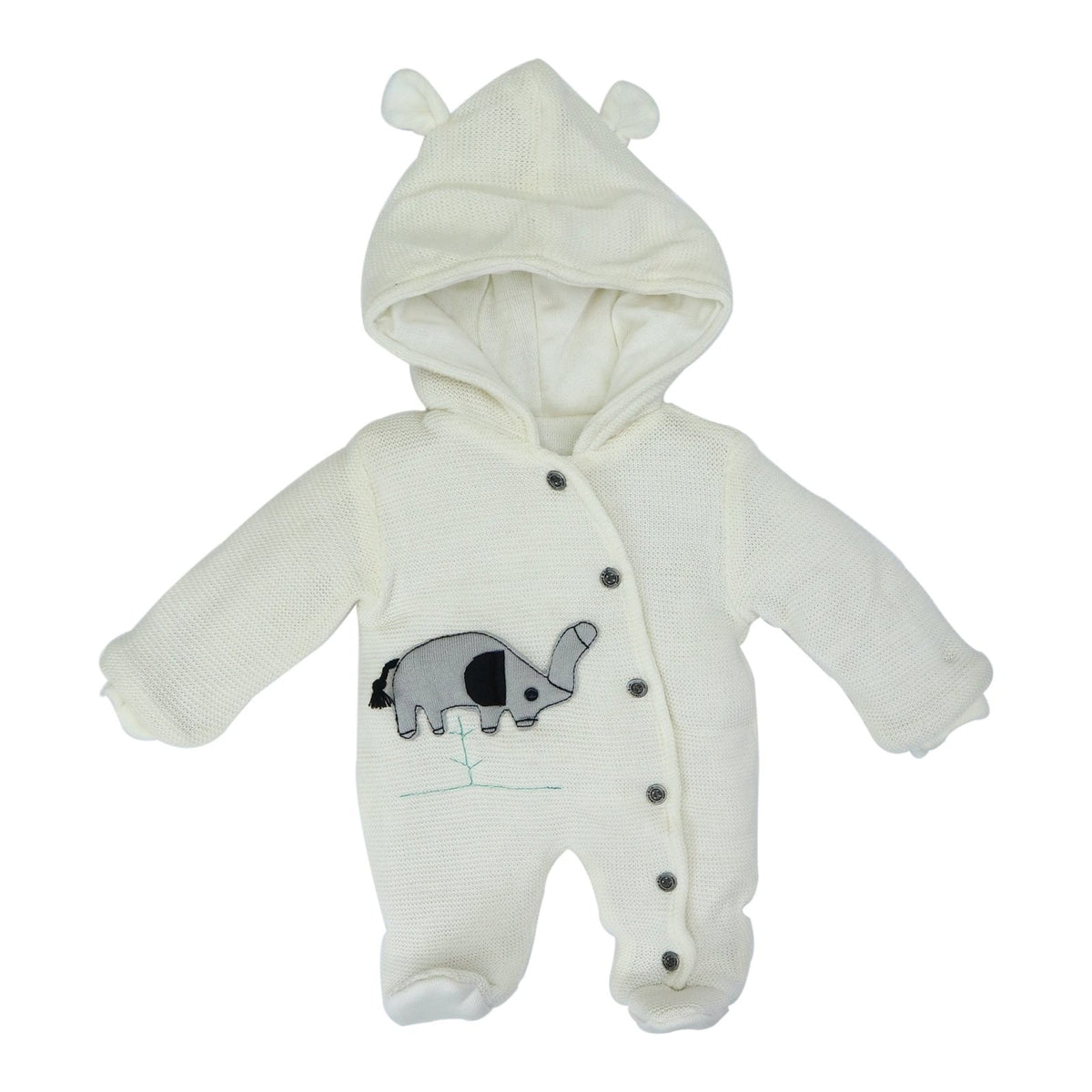 Hooded Romper Off White Elephant Charactor | Little Darling - Zubaidas Mothershop