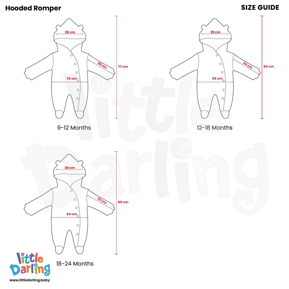 Hooded Romper Off White Elephant Charactor | Little Darling - Zubaidas Mothershop
