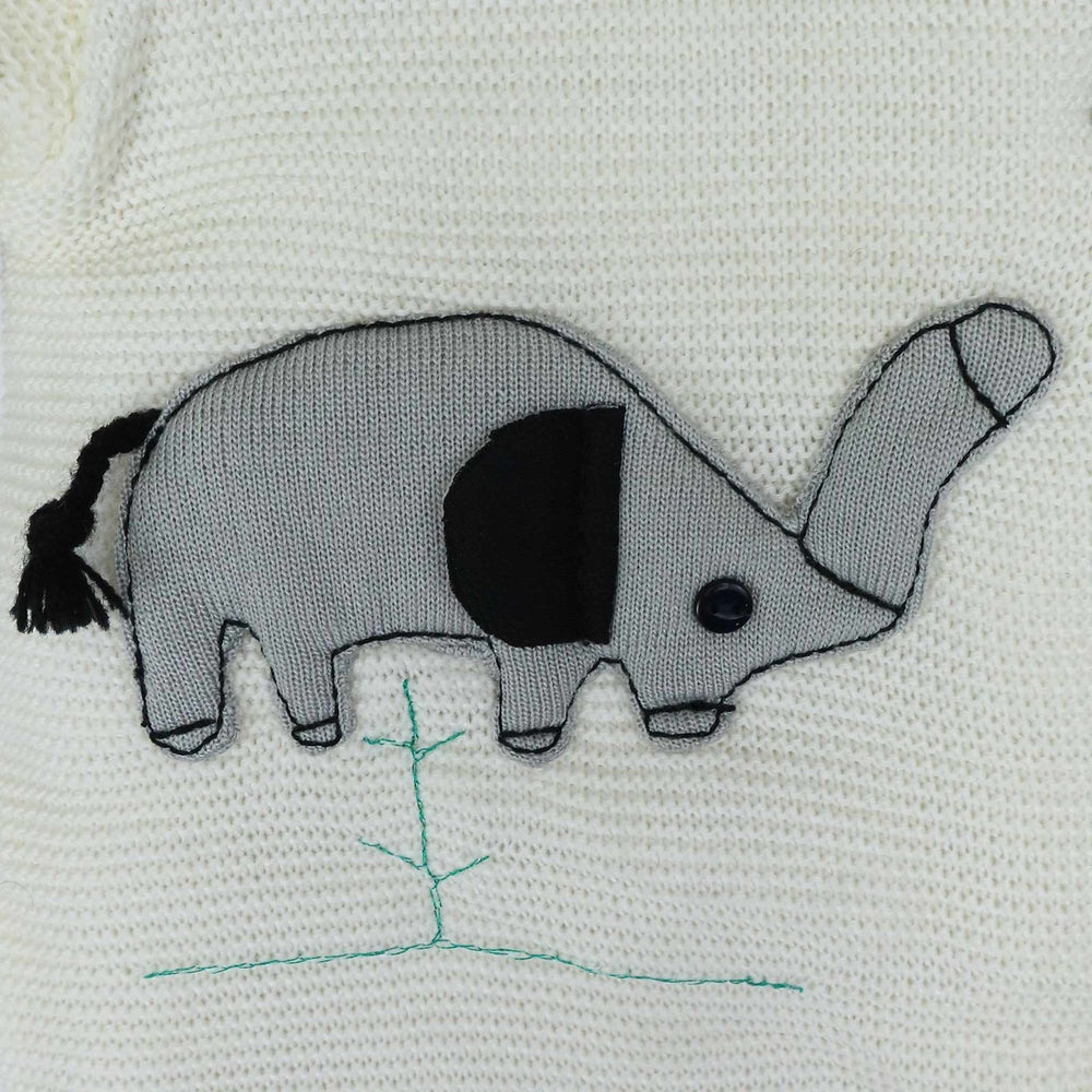 Hooded Romper Off White Elephant Charactor | Little Darling - Zubaidas Mothershop