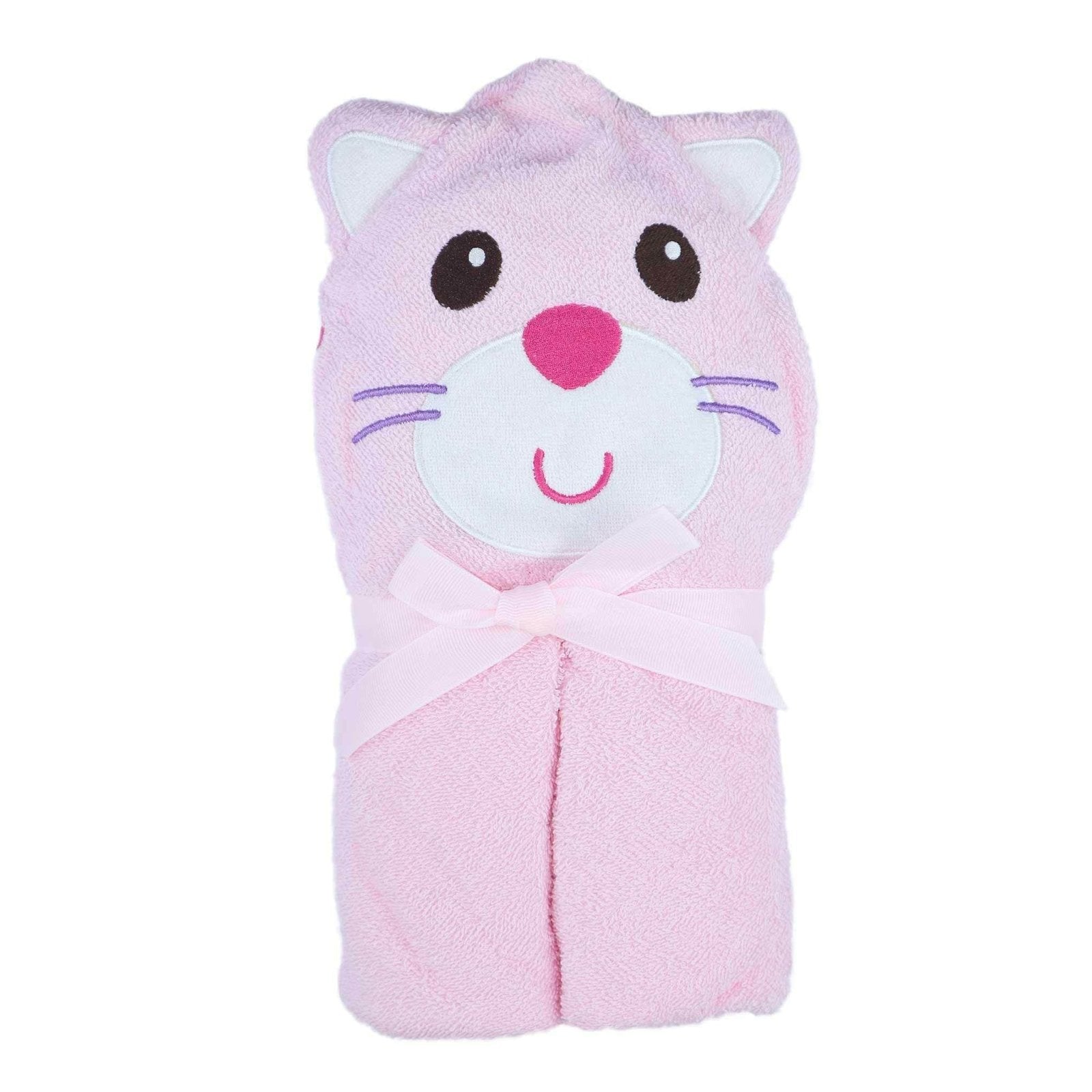 Hooded Towel Pink Cat by Little Darling