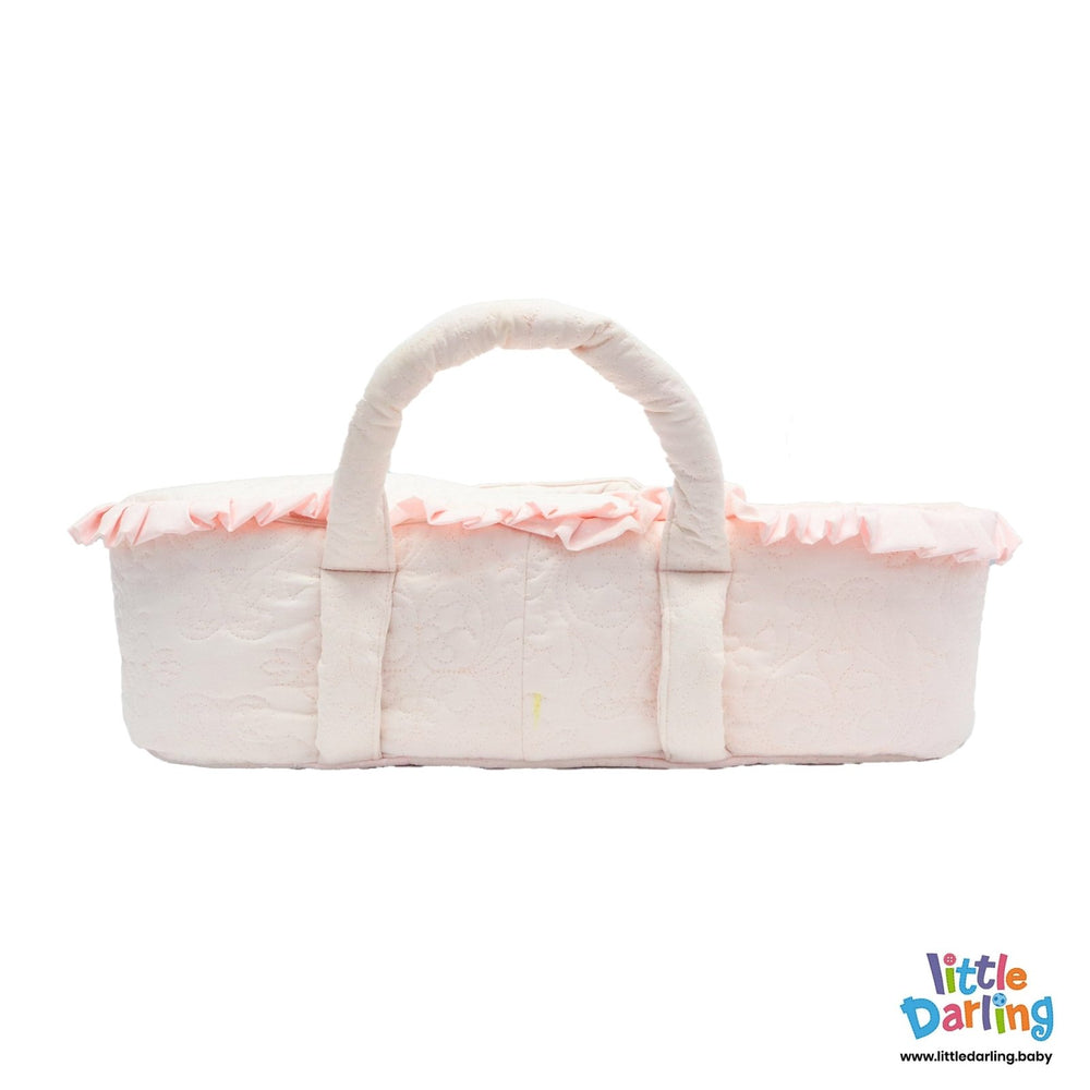 Infant Moses Basket Embroidery Pink Color | Little Darling - Zubaidas Mothershop