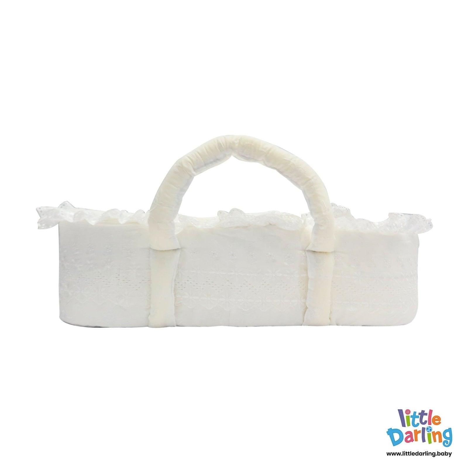 Infant Moses Basket Embroidery White Color by Little Darling