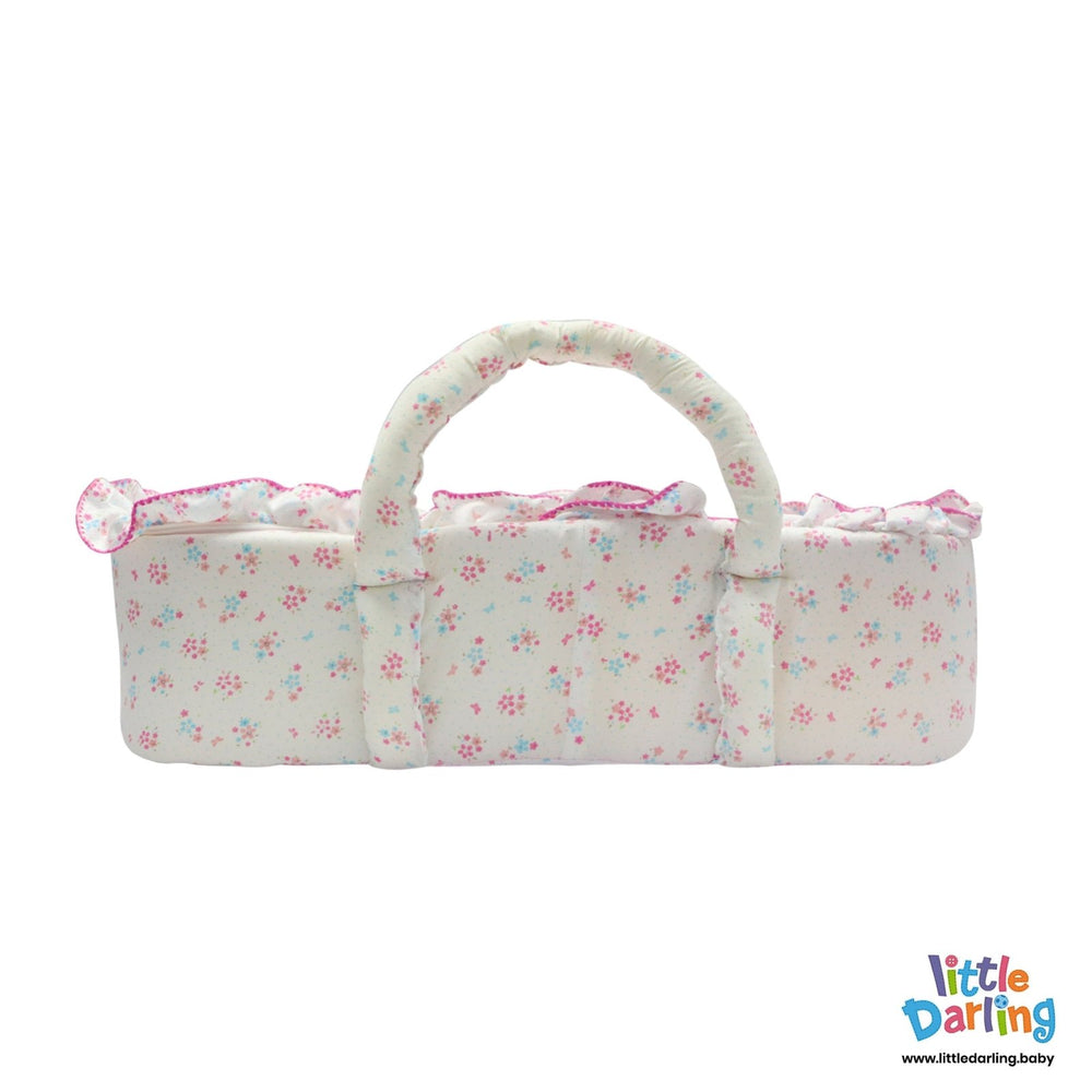 Infant Moses Basket White Color Flower Pattern | Little Darling - Zubaidas Mothershop