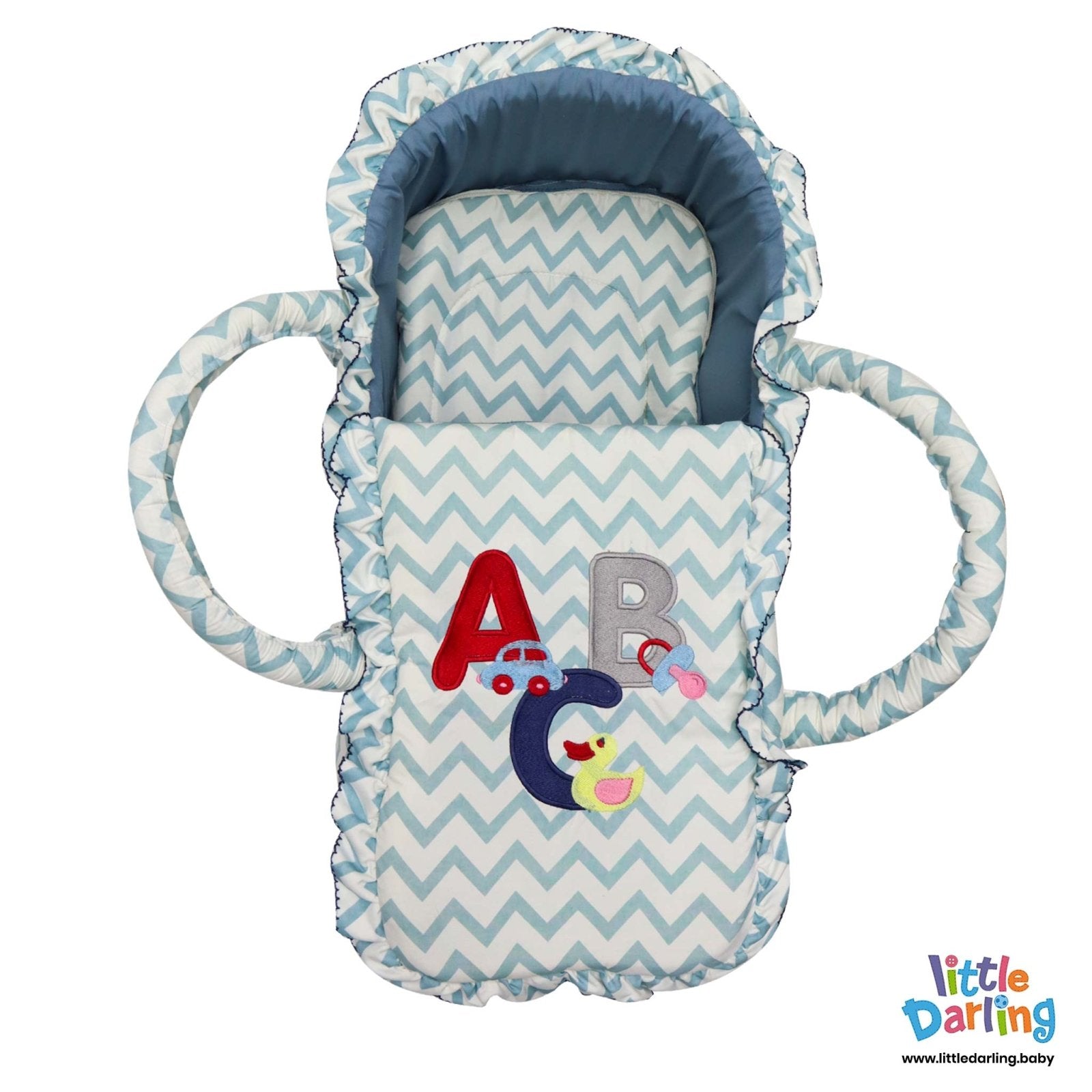 Moses Basket Aqua Color ABC Embroidery | Little Darling - Zubaidas Mothershop