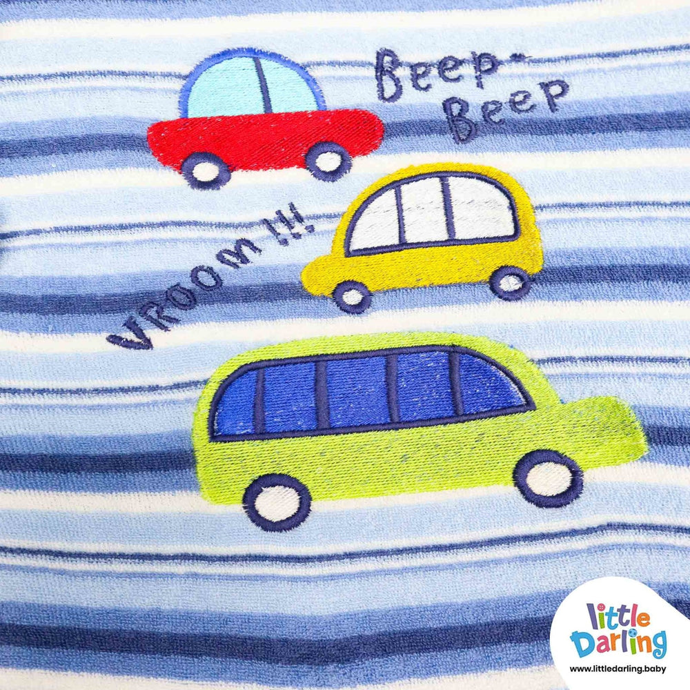 Moses Basket BeepBeep Vroom Blue Strips | Little Darling - Zubaidas Mothershop